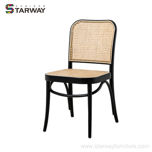 Classical Wooden small cane chair rattan design